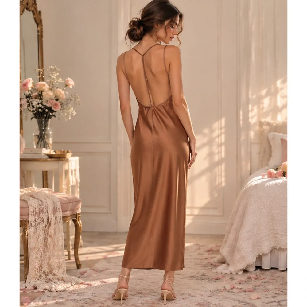 Abercrombie & Fitch Julia Two-Tone Satin Slip Maxi Dress Sz S Y2K Coquette Glam